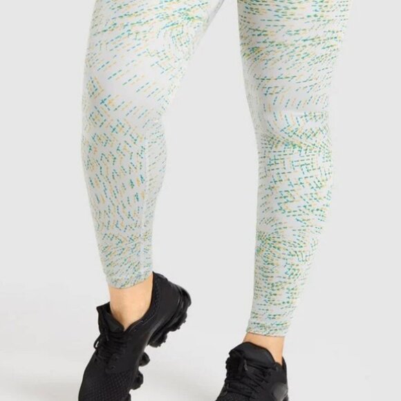 NWOT Gymshark training leggings light grey green and yellow flecked women’s SP - Picture 8 of 16